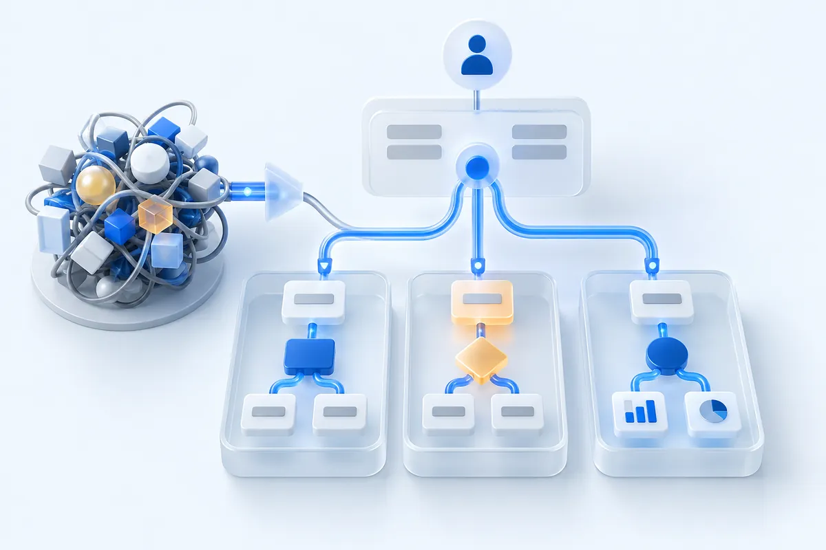 Большой workflow разделяется на связанные модули с понятными границами.